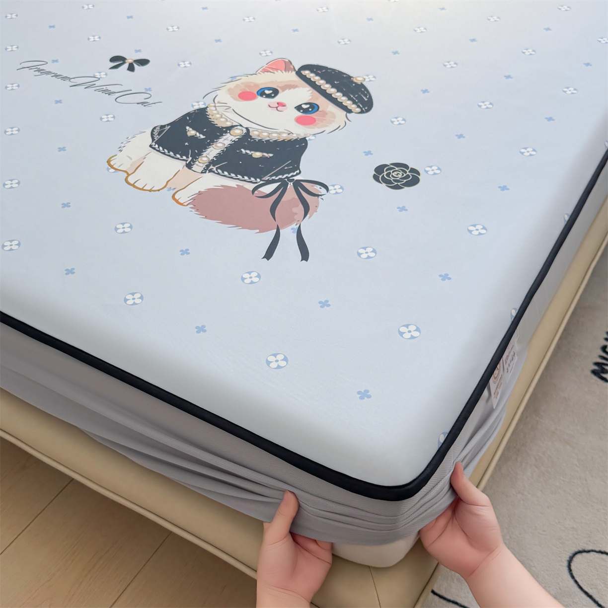 91家纺网 家纺一手货源 找家纺 雯豆家纺 【10A抗菌包检测】2026新款小冰皮床笠大版卡通床笠夏季凉感床笠软席子 小冰皮床笠-小香风