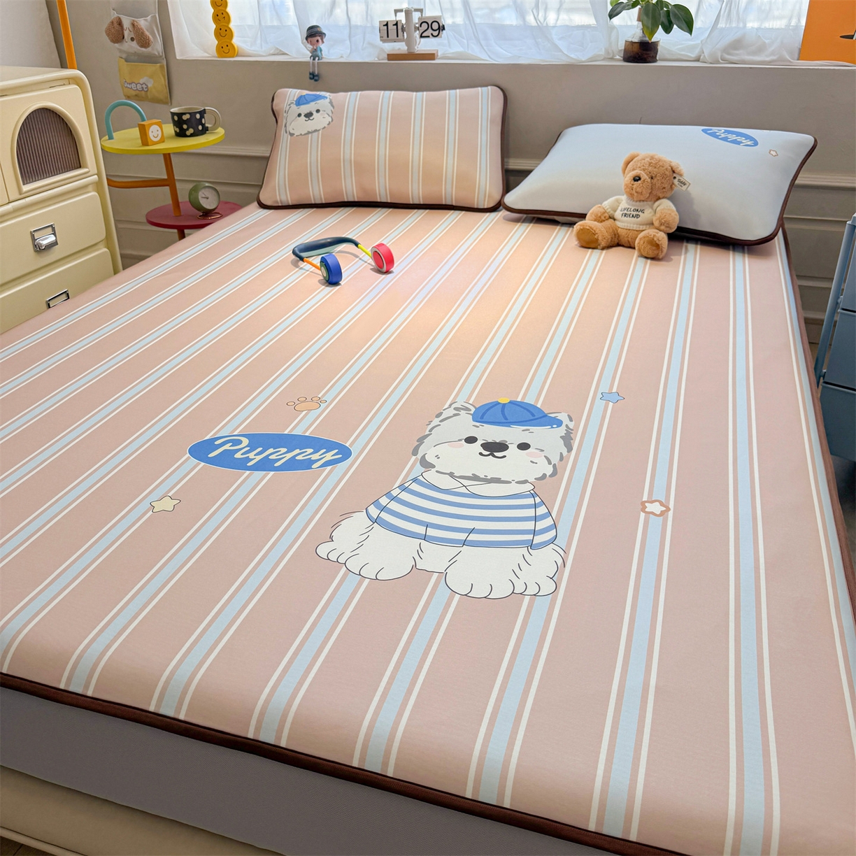 91家纺网 家纺一手货源 找家纺 雯豆家纺 【10A抗菌包检测】2026新款小冰皮床笠大版卡通床笠夏季凉感床笠软席子 小冰皮床笠-西高地