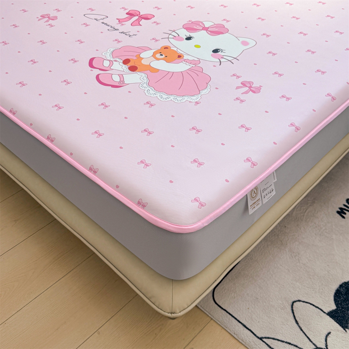 91家纺网 家纺一手货源 找家纺 雯豆家纺 【10A抗菌包检测】2026新款小冰皮床笠大版卡通床笠夏季凉感床笠软席子 小冰皮床笠-淑女猫