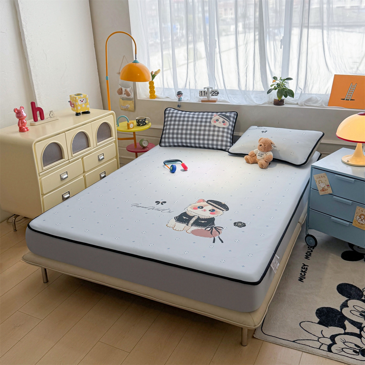 91家纺网 家纺一手货源 找家纺 雯豆家纺 【10A抗菌包检测】2026新款小冰皮床笠大版卡通床笠夏季凉感床笠软席子 小冰皮床笠-小香风