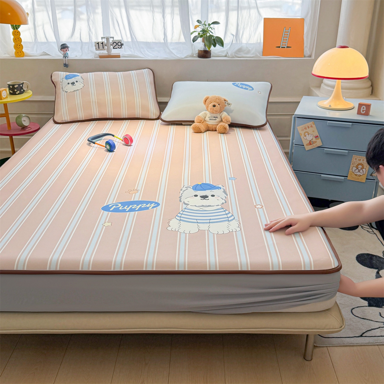 91家纺网 家纺一手货源 找家纺 雯豆家纺 【10A抗菌包检测】2026新款小冰皮床笠大版卡通床笠夏季凉感床笠软席子 小冰皮床笠-西高地