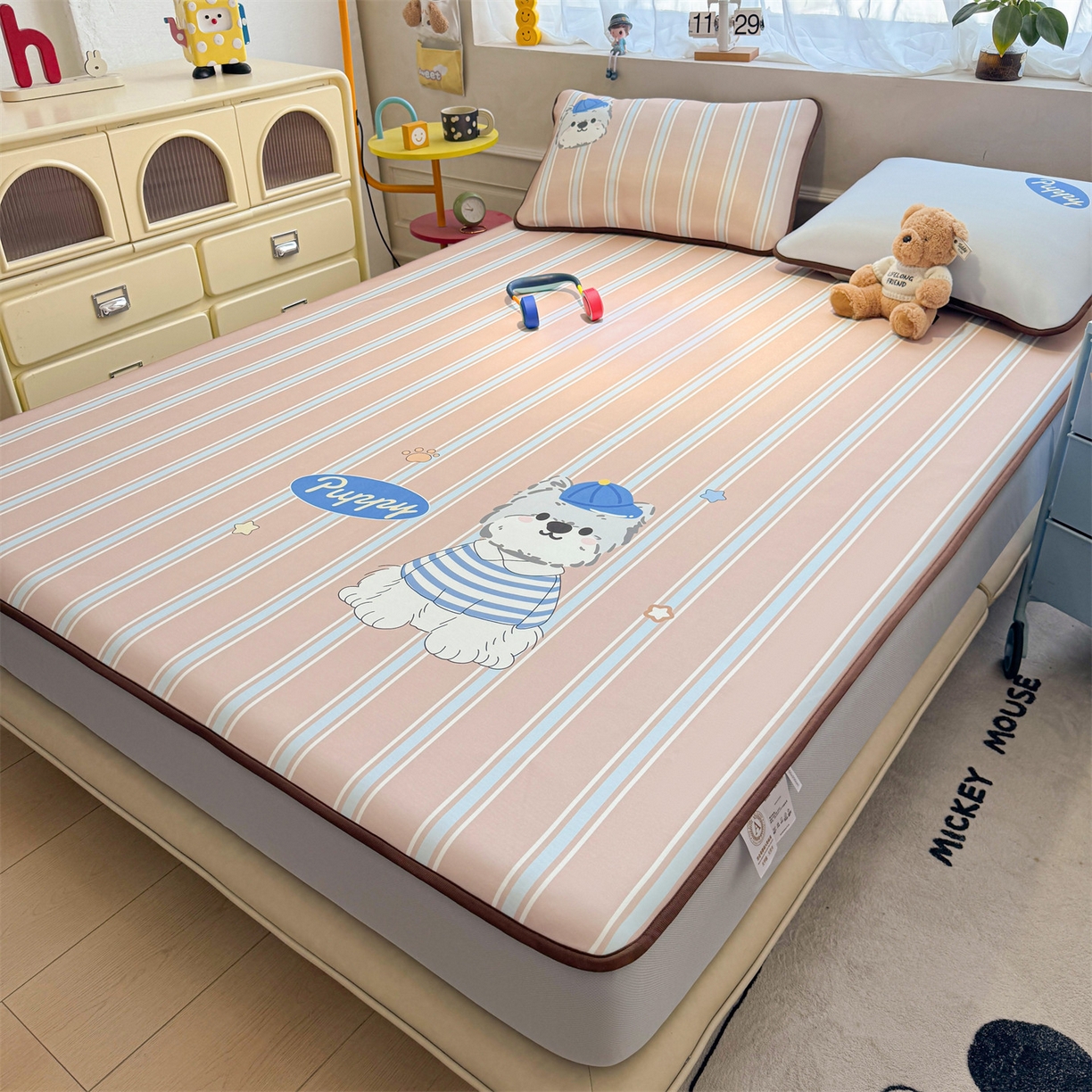 91家纺网 家纺一手货源 找家纺 雯豆家纺 【10A抗菌包检测】2026新款小冰皮床笠大版卡通床笠夏季凉感床笠软席子 小冰皮床笠-西高地