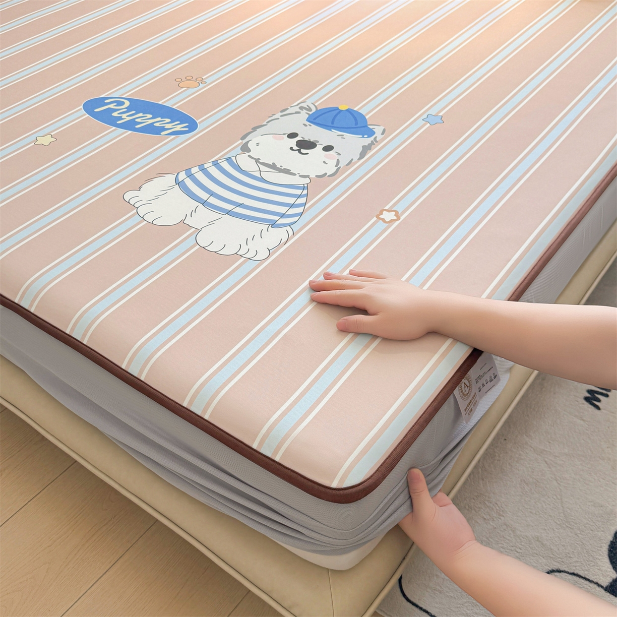 91家纺网 家纺一手货源 找家纺 雯豆家纺 【10A抗菌包检测】2026新款小冰皮床笠大版卡通床笠夏季凉感床笠软席子 小冰皮床笠-西高地