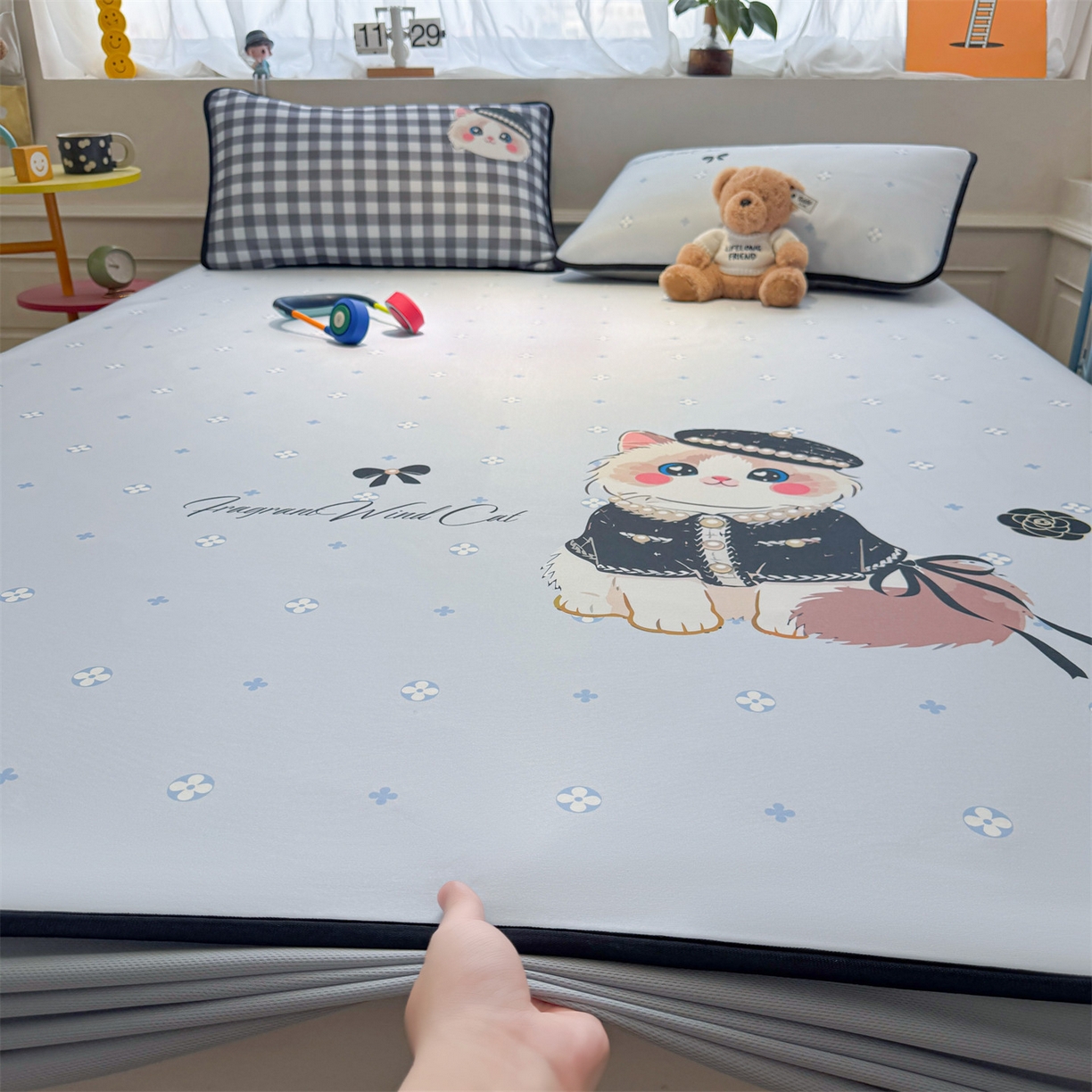 91家纺网 家纺一手货源 找家纺 雯豆家纺 【10A抗菌包检测】2026新款小冰皮床笠大版卡通床笠夏季凉感床笠软席子 小冰皮床笠-小香风