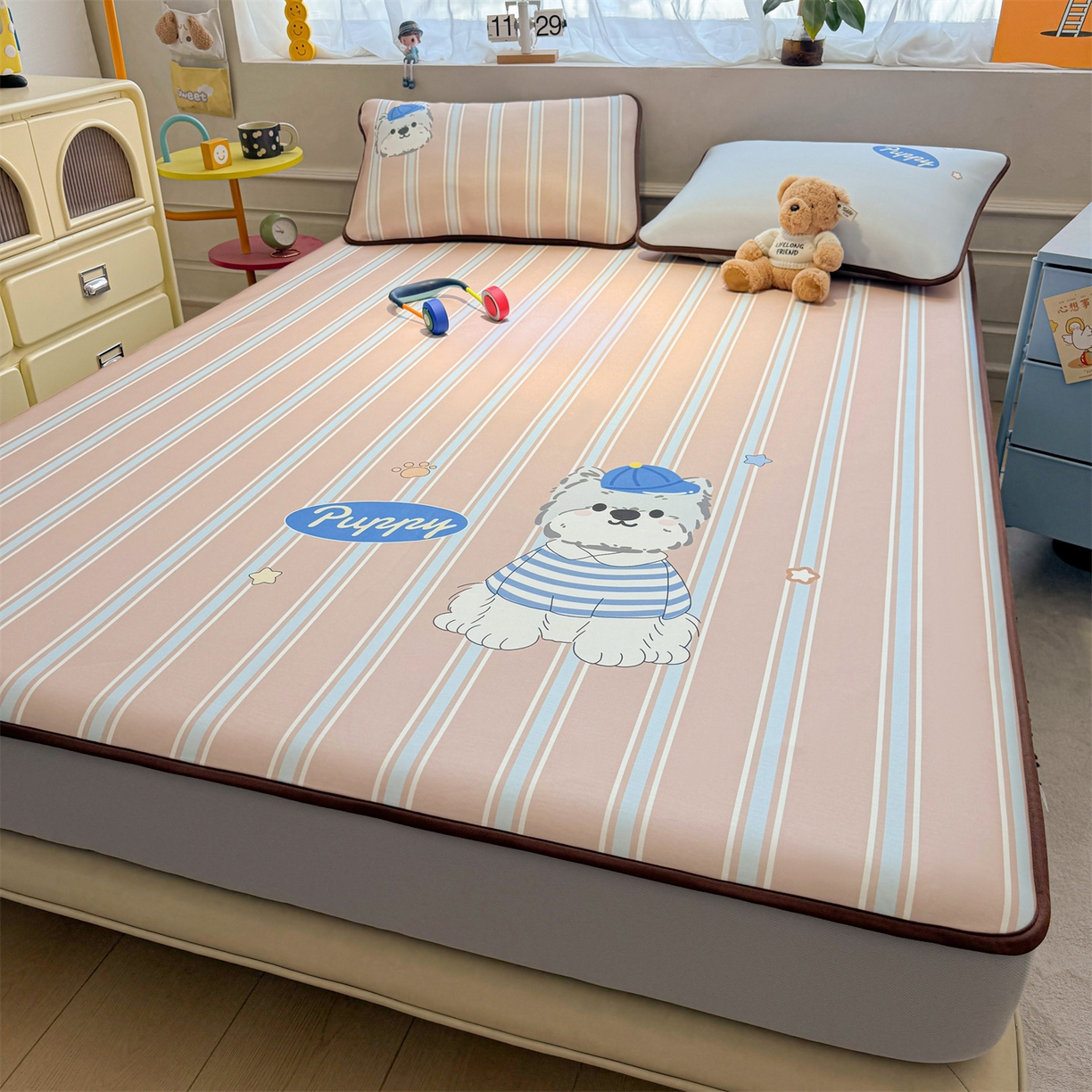 91家纺网 家纺一手货源 找家纺 雯豆家纺 【10A抗菌包检测】2026新款小冰皮床笠大版卡通床笠夏季凉感床笠软席子 小冰皮床笠-西高地