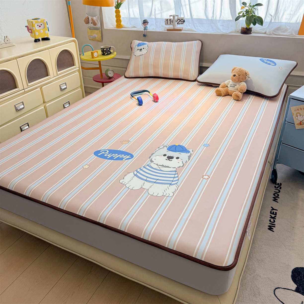 91家纺网 家纺一手货源 找家纺 雯豆家纺 【10A抗菌包检测】2026新款小冰皮床笠大版卡通床笠夏季凉感床笠软席子 小冰皮床笠-西高地