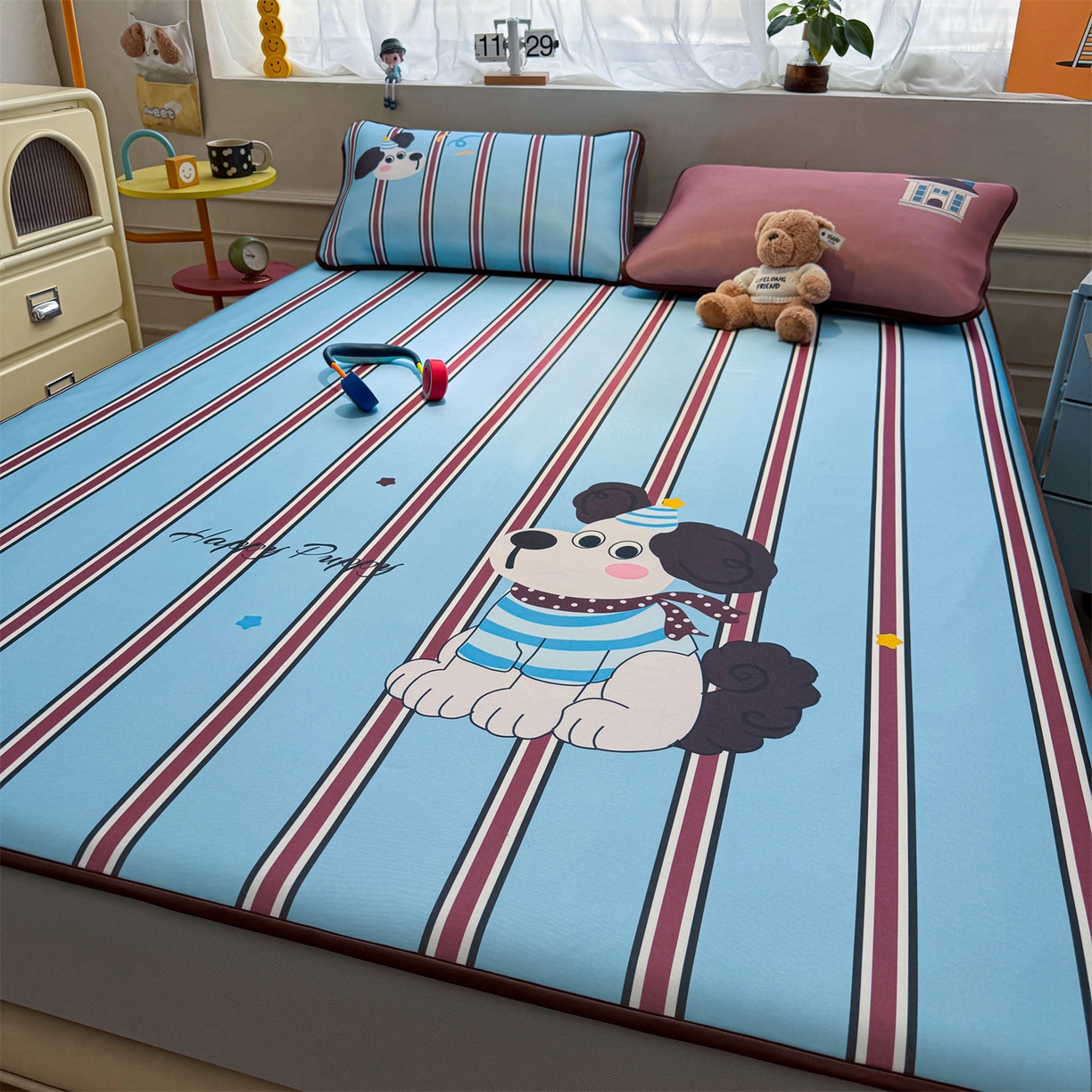 91家纺网 家纺一手货源 找家纺 （总）雯豆家纺 【10A抗菌包检测】2026新款小冰皮床笠大版卡通床笠夏季凉感床笠软席子