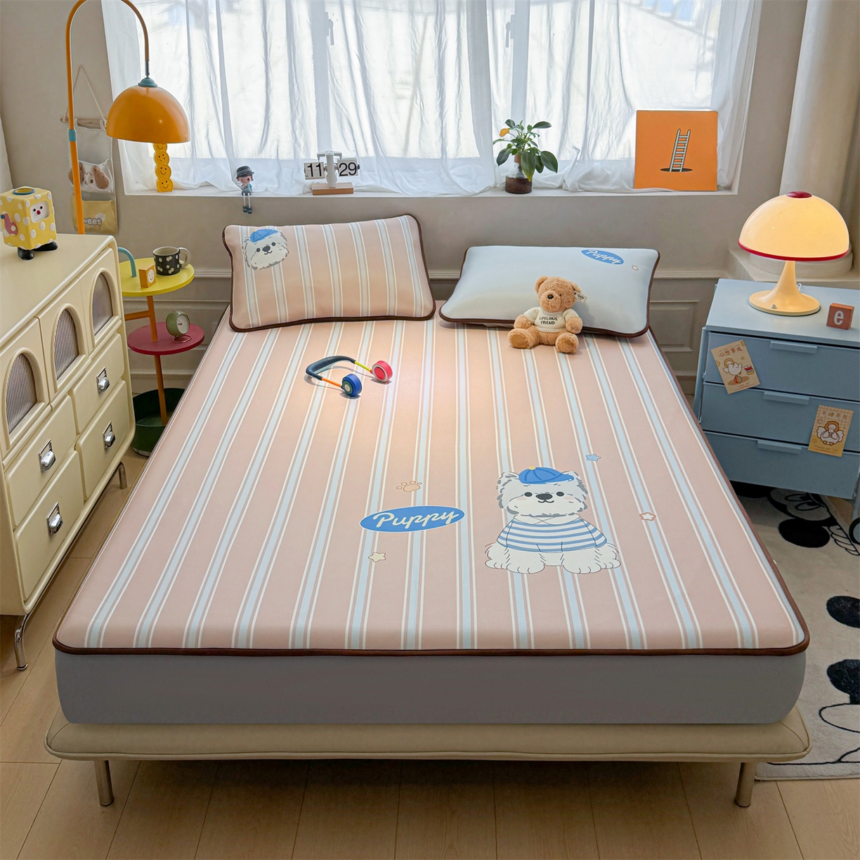 91家纺网 家纺一手货源 找家纺 雯豆家纺 【10A抗菌包检测】2026新款小冰皮床笠大版卡通床笠夏季凉感床笠软席子 小冰皮床笠-西高地