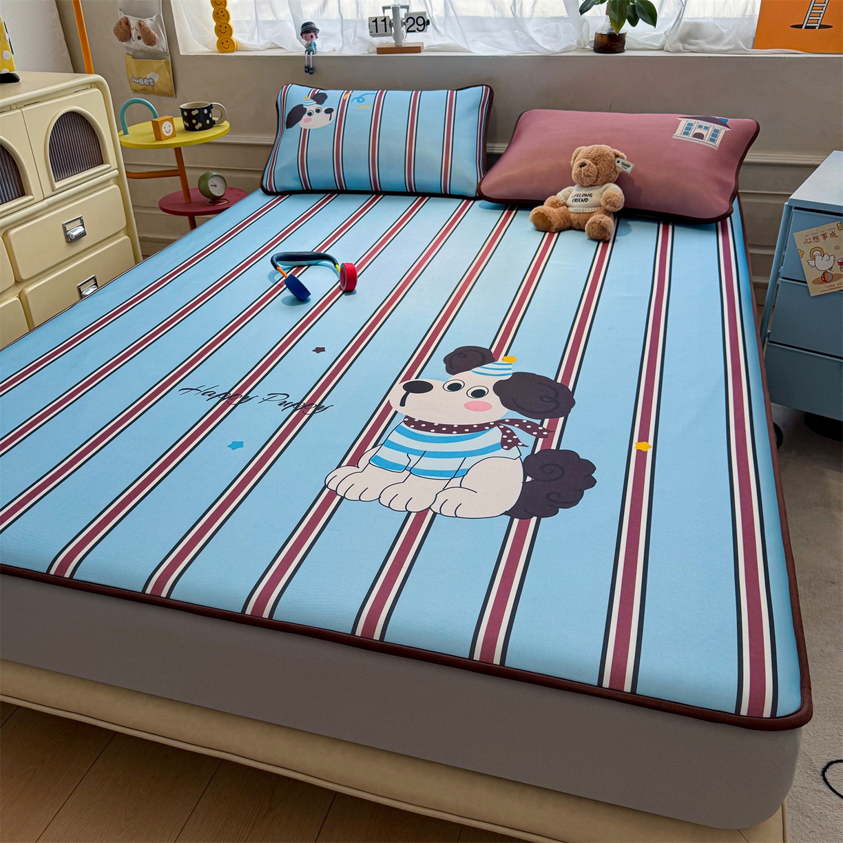 91家纺网 家纺一手货源 找家纺 （总）雯豆家纺 【10A抗菌包检测】2026新款小冰皮床笠大版卡通床笠夏季凉感床笠软席子