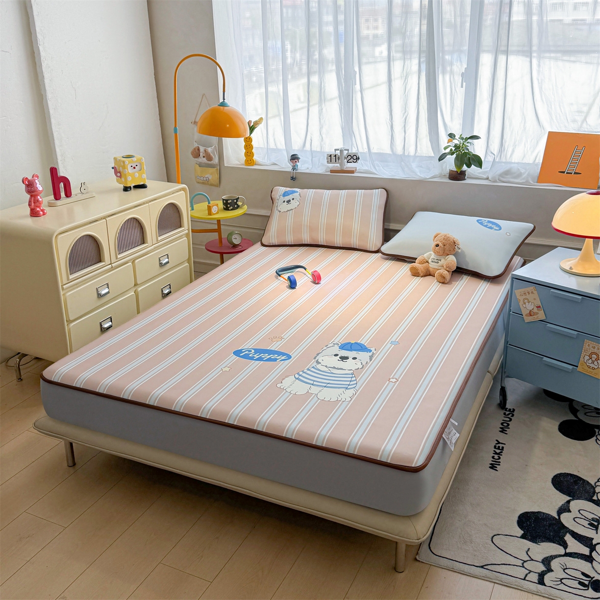 91家纺网 家纺一手货源 找家纺 雯豆家纺 【10A抗菌包检测】2026新款小冰皮床笠大版卡通床笠夏季凉感床笠软席子 小冰皮床笠-西高地