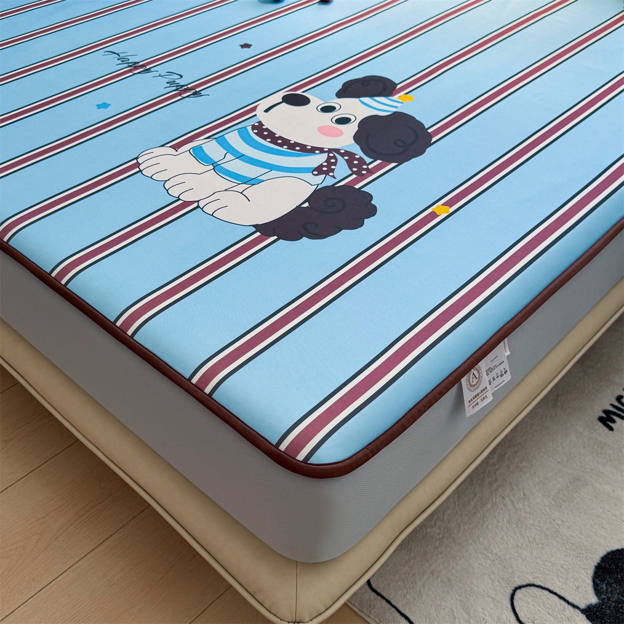 91家纺网 家纺一手货源 找家纺 雯豆家纺 【10A抗菌包检测】2026新款小冰皮床笠大版卡通床笠夏季凉感床笠软席子 小冰皮床笠-布鲁斯