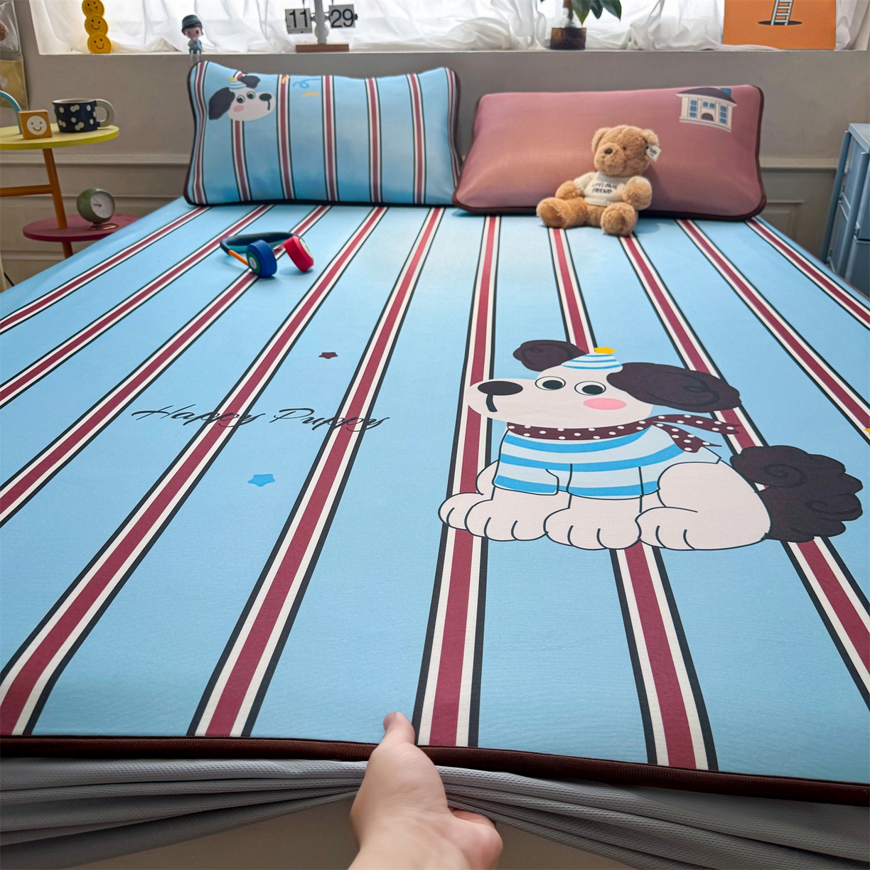 91家纺网 家纺一手货源 找家纺 （总）雯豆家纺 【10A抗菌包检测】2026新款小冰皮床笠大版卡通床笠夏季凉感床笠软席子