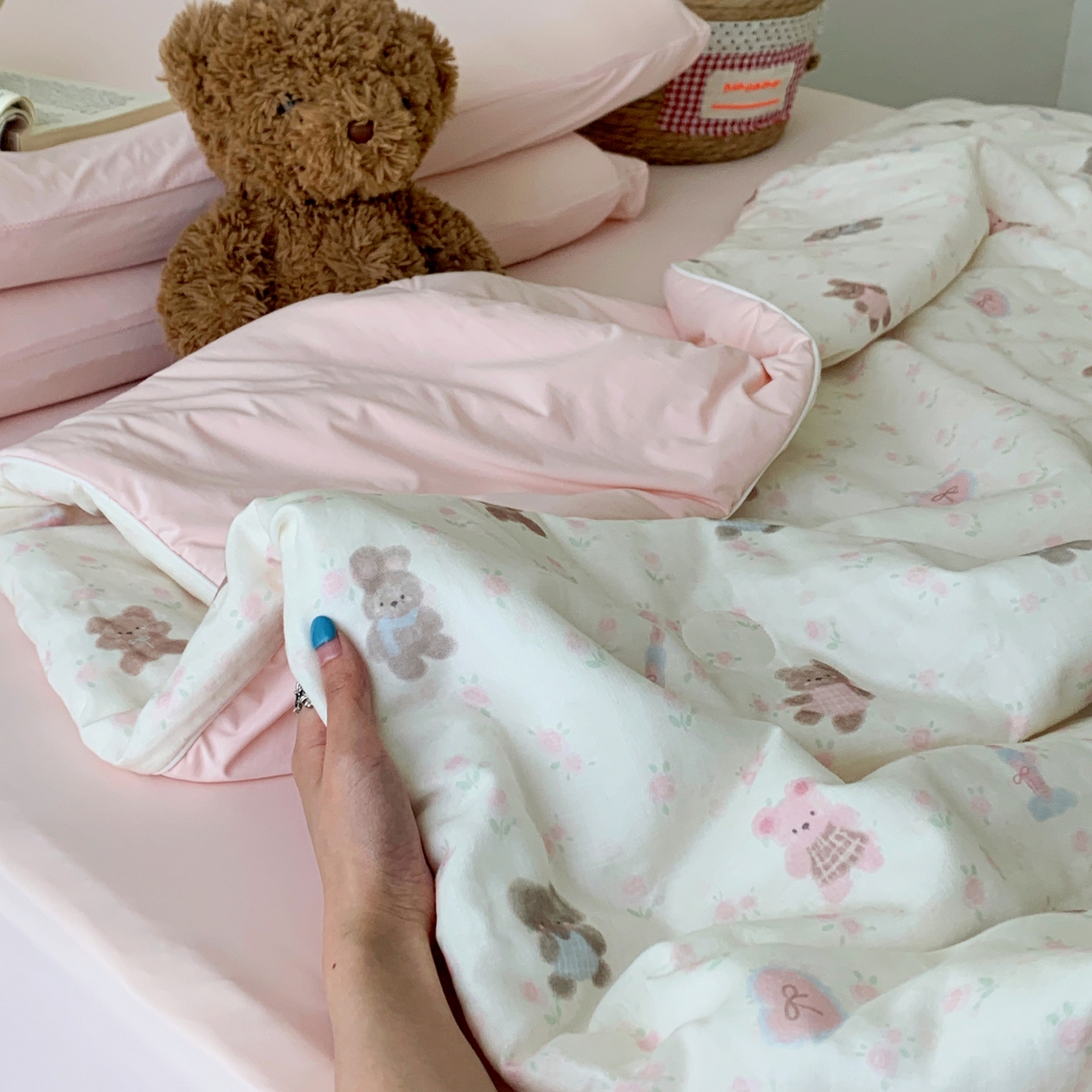 91家纺网 家纺一手货源 找家纺 桃喜 2026新款冰纱夏被夏凉被空调被 碎花动物园