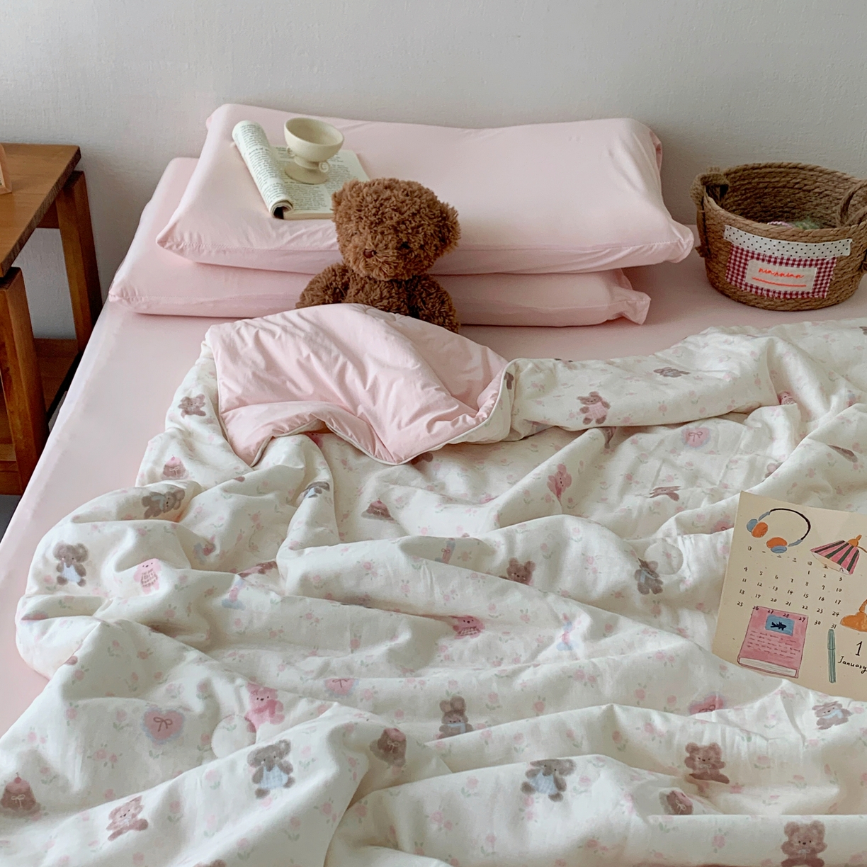 91家纺网 家纺一手货源 找家纺 桃喜 2026新款冰纱夏被夏凉被空调被 碎花动物园