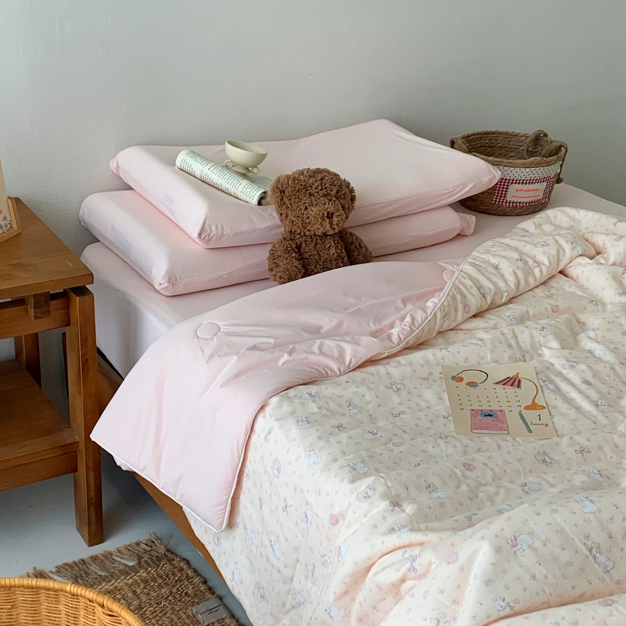 91家纺网 家纺一手货源 找家纺 桃喜 2026新款冰纱夏被夏凉被空调被 软萌兔兔