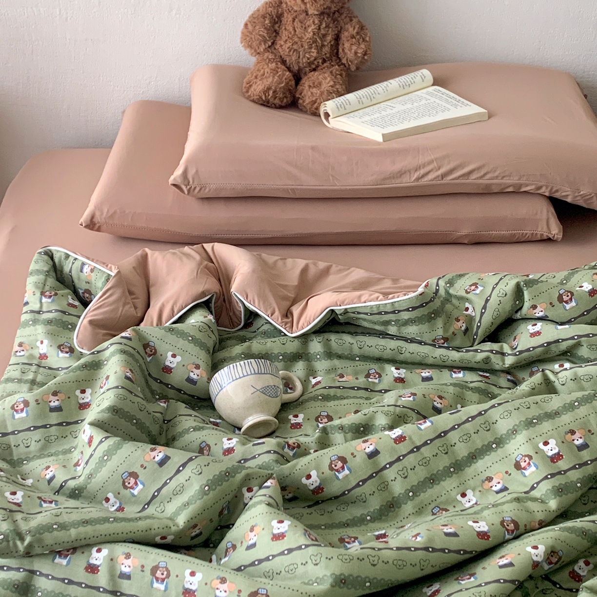 91家纺网 家纺一手货源 找家纺 桃喜 2026新款冰纱夏被夏凉被空调被 森系小狗