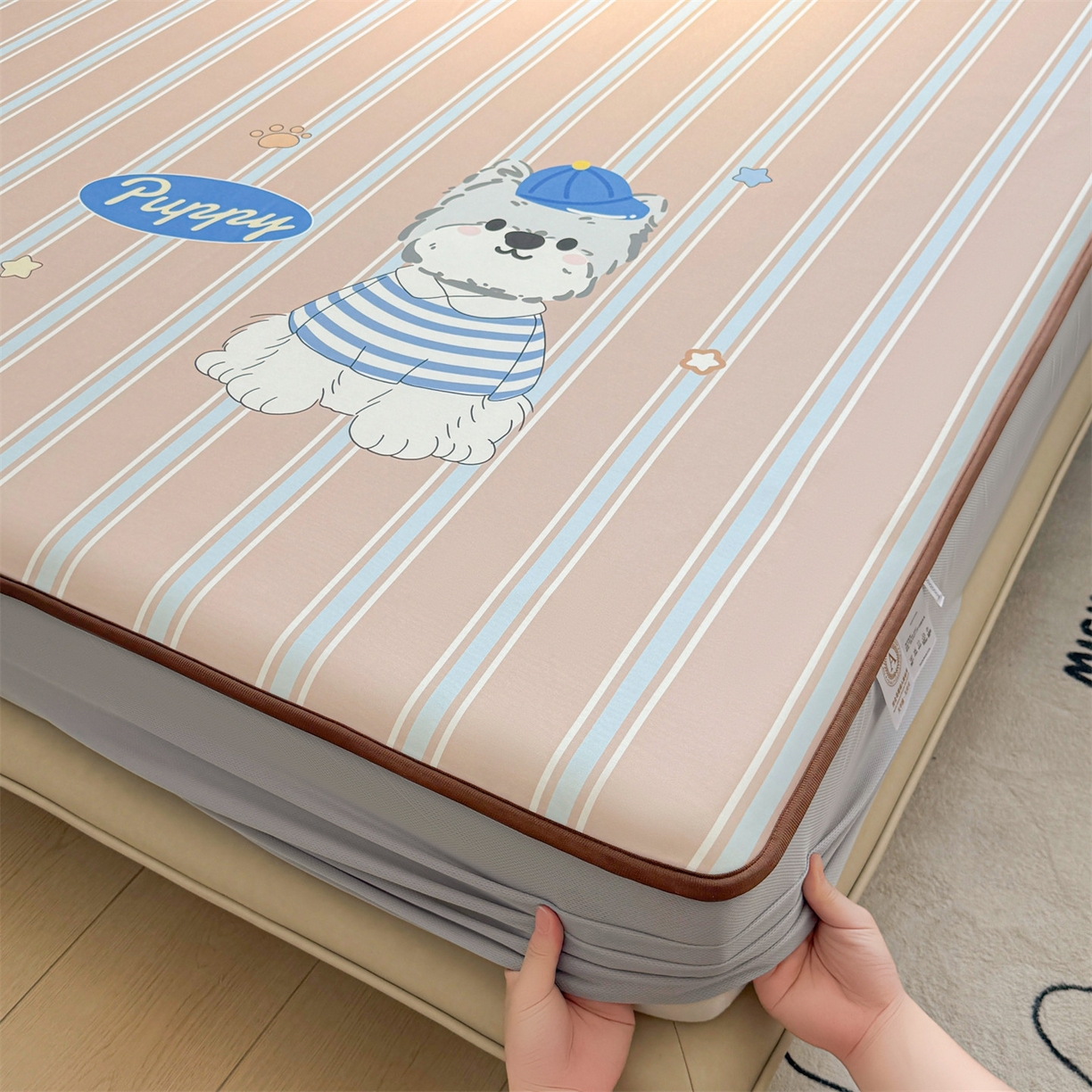 91家纺网 家纺一手货源 找家纺 雯豆家纺 【10A抗菌包检测】2026新款小冰皮床笠大版卡通床笠夏季凉感床笠软席子 小冰皮床笠-西高地