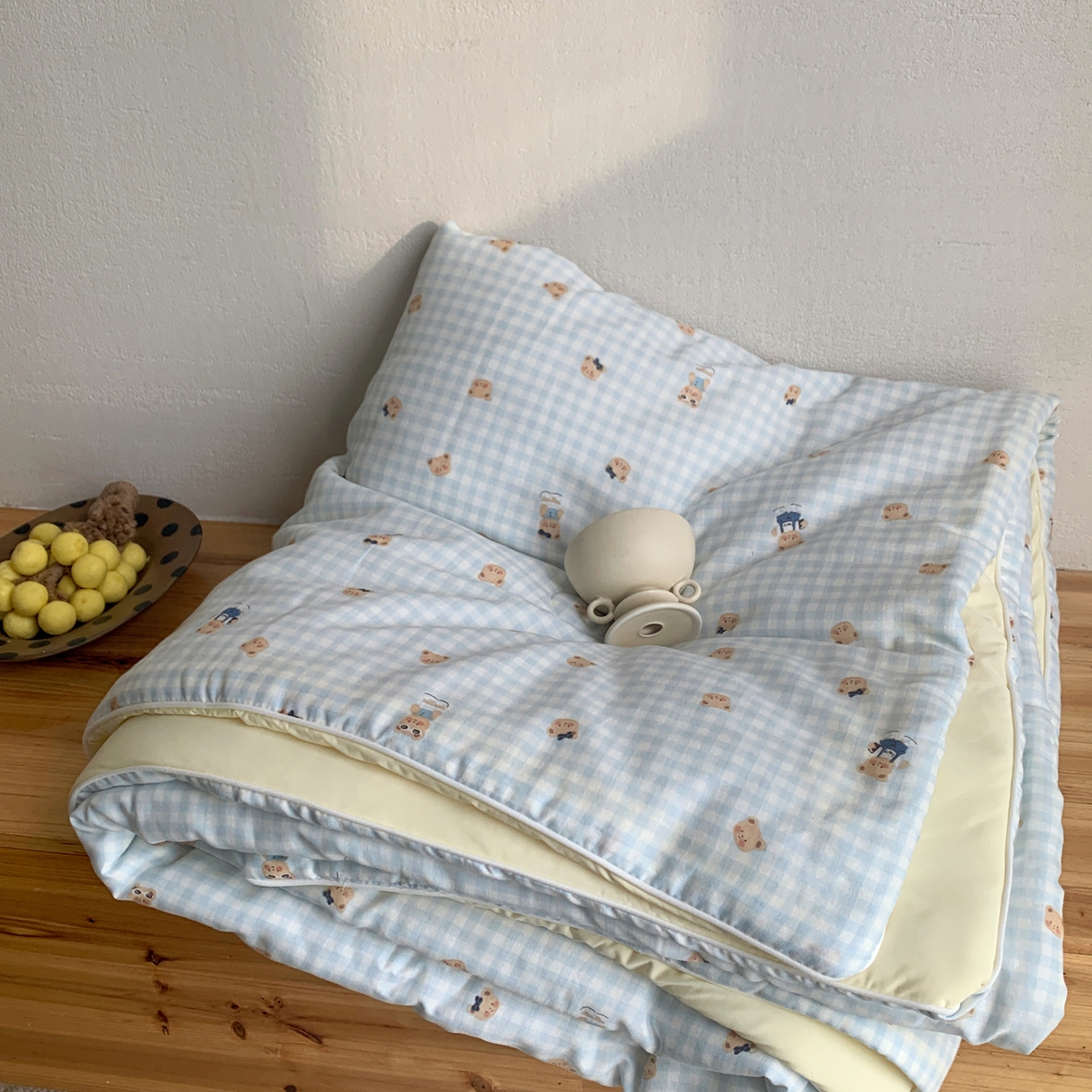 91家纺网 家纺一手货源 找家纺 桃喜 2026新款冰纱夏被夏凉被空调被 蓝格小熊