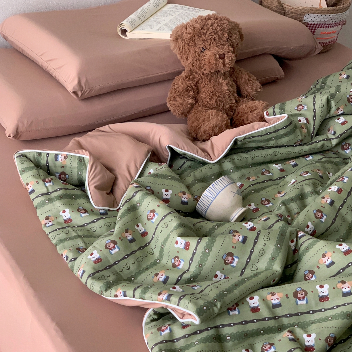 91家纺网 家纺一手货源 找家纺 桃喜 2026新款冰纱夏被夏凉被空调被 森系小狗