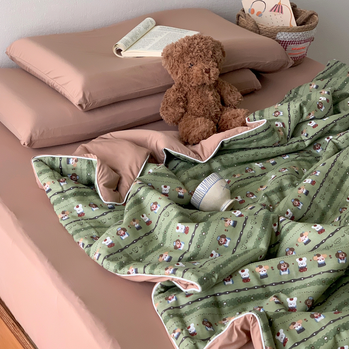 91家纺网 家纺一手货源 找家纺 桃喜 2026新款冰纱夏被夏凉被空调被 森系小狗