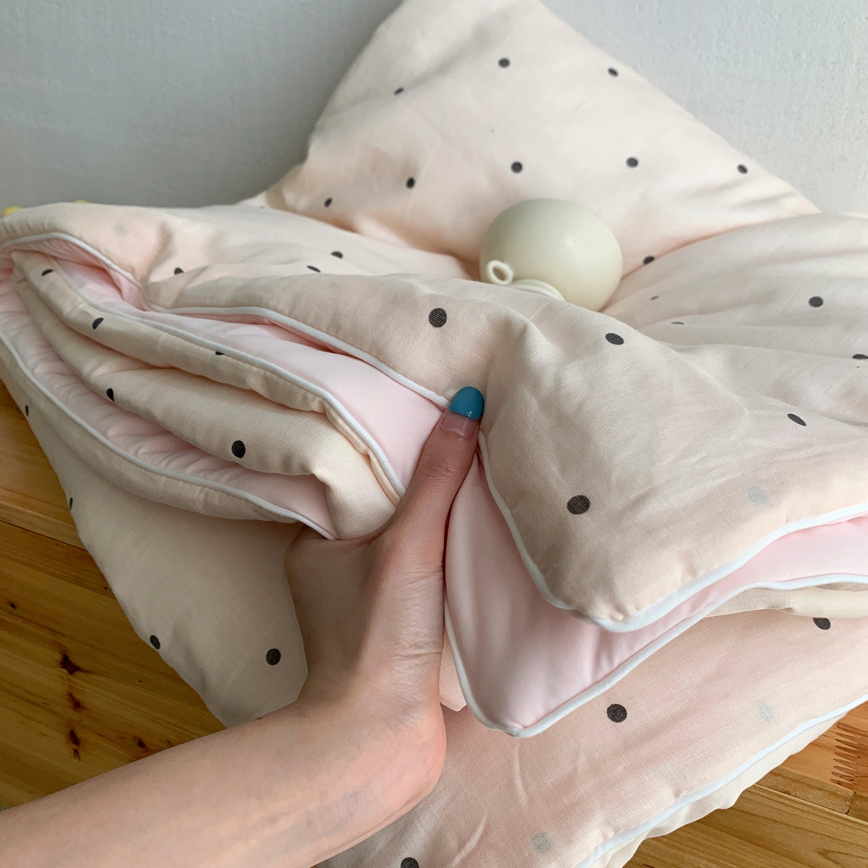 91家纺网 家纺一手货源 找家纺 桃喜 2026新款冰纱夏被夏凉被空调被 赫本粉