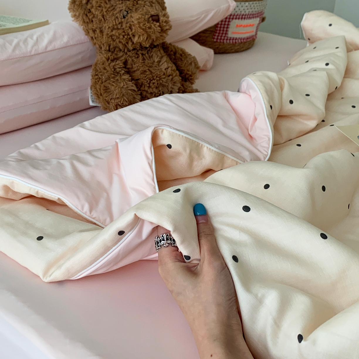 91家纺网 家纺一手货源 找家纺 桃喜 2026新款冰纱夏被夏凉被空调被 赫本粉