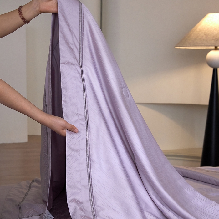 91家纺网 家纺一手货源 找家纺 淼铭家纺 2026新款天丝棉提花床盖夏被夏凉被空调被四件套-半夏系列 半夏-紫色