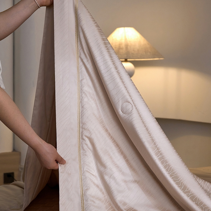 91家纺网 家纺一手货源 找家纺 淼铭家纺 2026新款天丝棉提花床盖夏被夏凉被空调被四件套-半夏系列 半夏-香槟