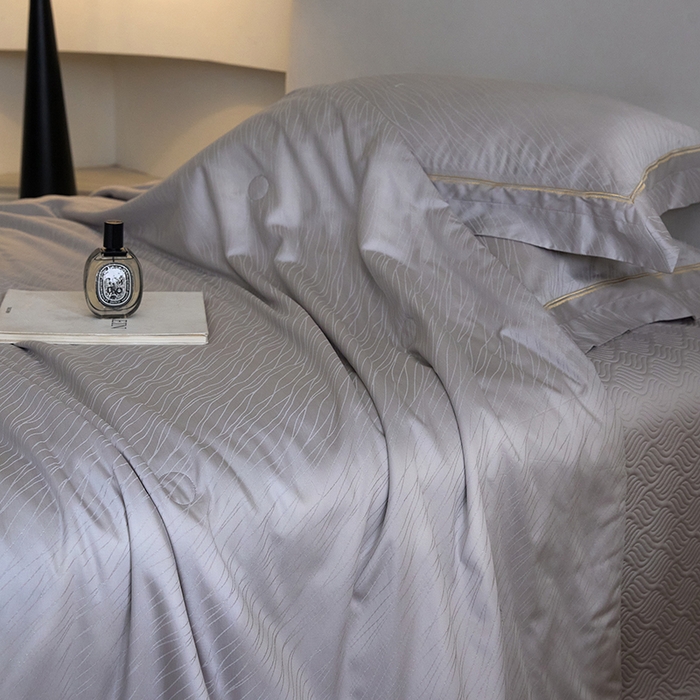 91家纺网 家纺一手货源 找家纺 淼铭家纺 2026新款天丝棉提花床盖夏被夏凉被空调被四件套-半夏系列 半夏-灰色