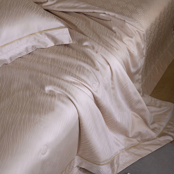 91家纺网 家纺一手货源 找家纺 淼铭家纺 2026新款天丝棉提花床盖夏被夏凉被空调被四件套-半夏系列 半夏-香槟