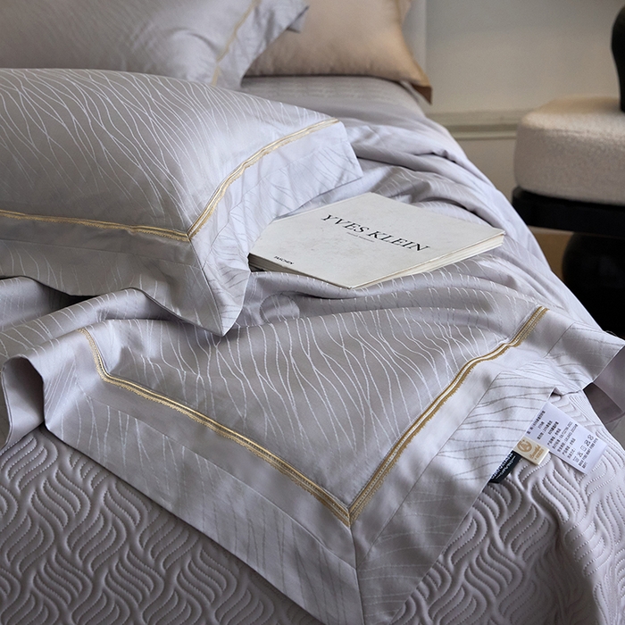 91家纺网 家纺一手货源 找家纺 淼铭家纺 2026新款天丝棉提花床盖夏被夏凉被空调被四件套-半夏系列 半夏-灰色