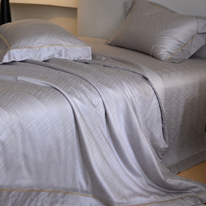 91家纺网 家纺一手货源 找家纺 淼铭家纺 2026新款天丝棉提花床盖夏被夏凉被空调被四件套-半夏系列 半夏-灰色