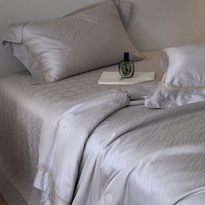 91家纺网 家纺一手货源 找家纺 淼铭家纺 2026新款天丝棉提花床盖夏被夏凉被空调被四件套-半夏系列 半夏-灰色