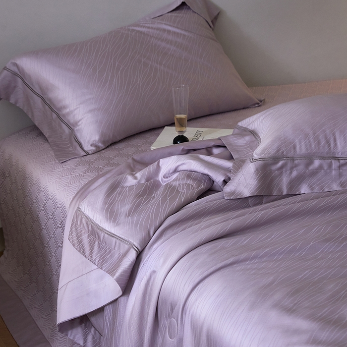 91家纺网 家纺一手货源 找家纺 淼铭家纺 2026新款天丝棉提花床盖夏被夏凉被空调被四件套-半夏系列 半夏-紫色