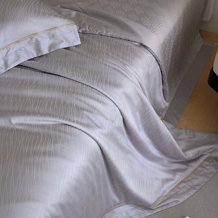 91家纺网 家纺一手货源 找家纺 淼铭家纺 2026新款天丝棉提花床盖夏被夏凉被空调被四件套-半夏系列 半夏-灰色