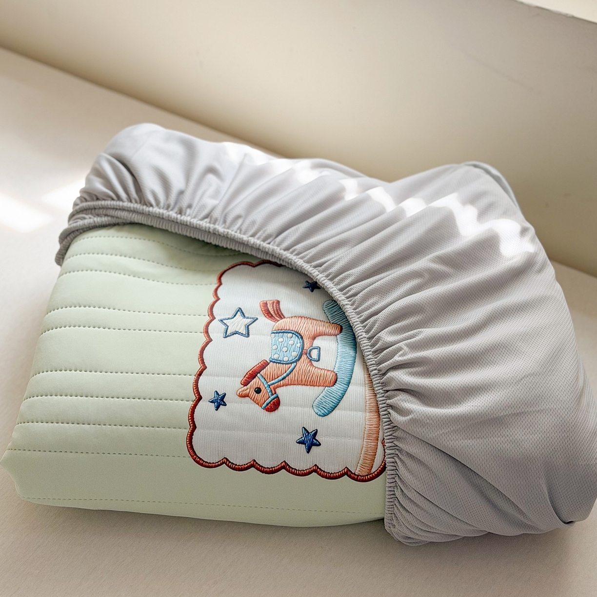 91家纺网 家纺一手货源 找家纺 TT.one 塔塔家居 2026新款A类夏日裸感凉感夏凉垫--小马系列 小马-薄荷绿