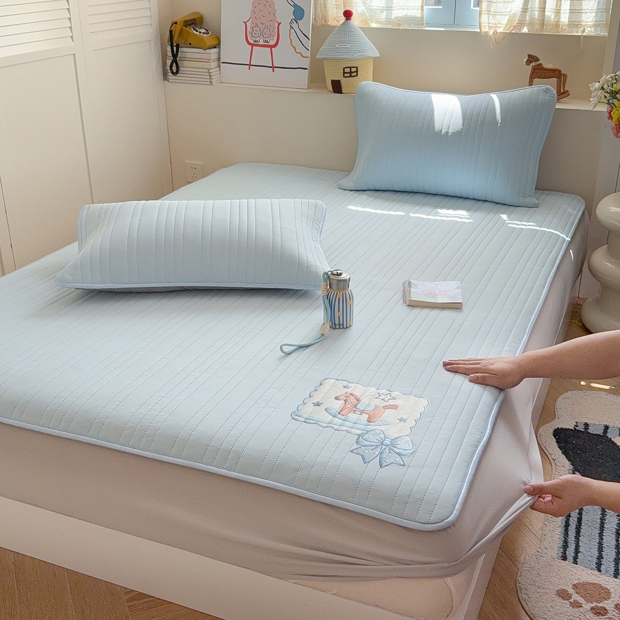 TT.one 塔塔家居 2026新款A类夏日裸感凉感夏凉垫--小马系列 小马-海盐蓝