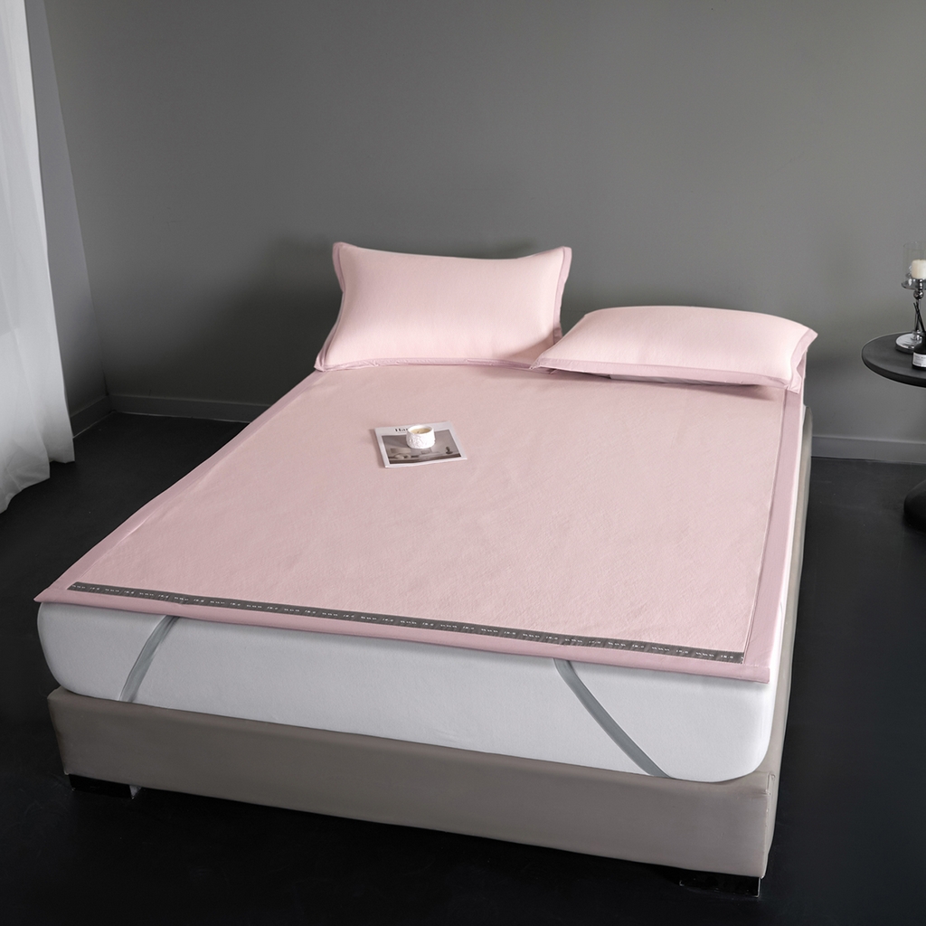 91家纺网 家纺一手货源 找家纺 印季家纺 2026新款可水洗织带款凉感冰藤软席 粉色