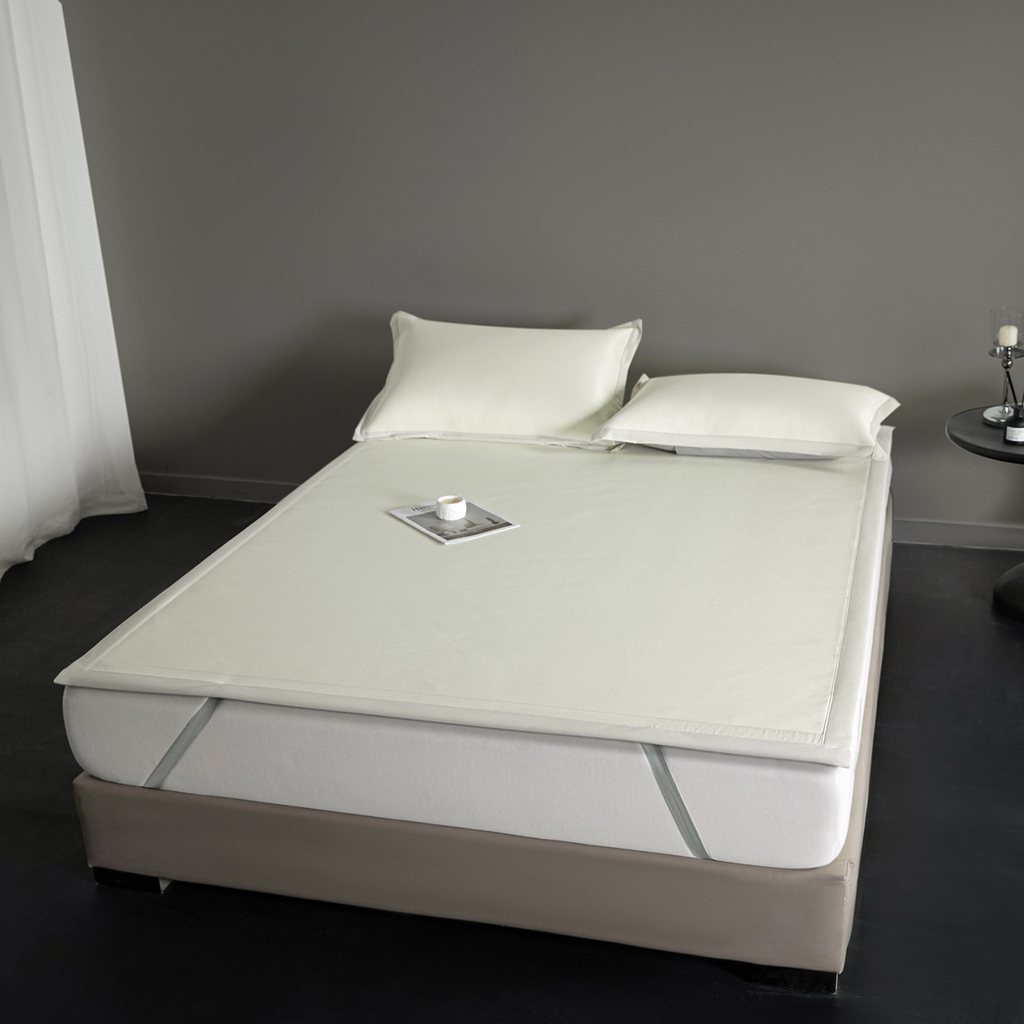 91家纺网 家纺一手货源 找家纺 印季家纺 2026新款可水洗织带款凉感冰藤软席 米黄