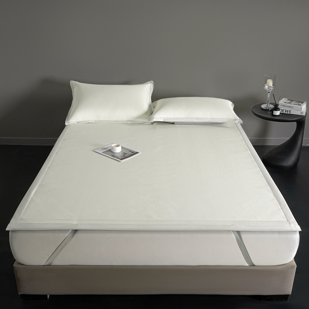 91家纺网 家纺一手货源 找家纺 印季家纺 2026新款可水洗织带款凉感冰藤软席 米黄