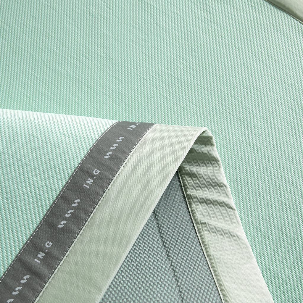 91家纺网 家纺一手货源 找家纺 印季家纺 2026新款可水洗织带款凉感冰藤软席 水绿