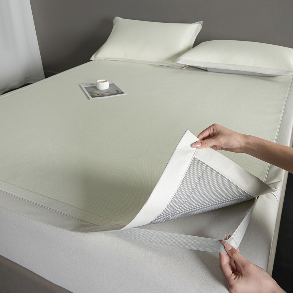 91家纺网 家纺一手货源 找家纺 印季家纺 2026新款可水洗织带款凉感冰藤软席 米黄