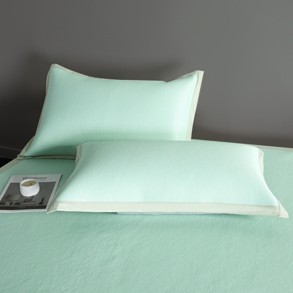 91家纺网 家纺一手货源 找家纺 印季家纺 2026新款可水洗织带款凉感冰藤软席 水绿