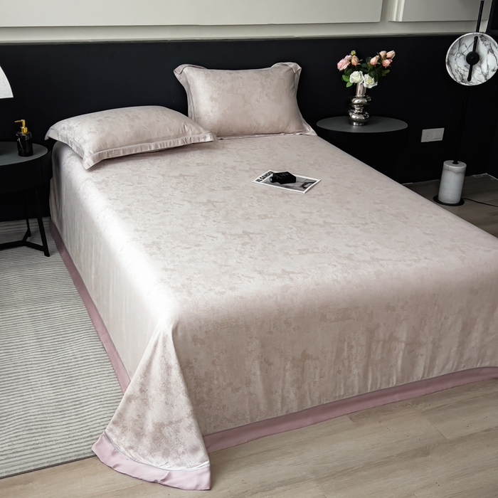 91家纺网 家纺一手货源 找家纺 印季家纺 2026新款色织提花100%竹纤维床单凉席 雾梦-浅棕茶