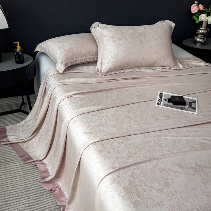 91家纺网 家纺一手货源 找家纺 印季家纺 2026新款色织提花100%竹纤维床单凉席 雾梦-浅棕茶