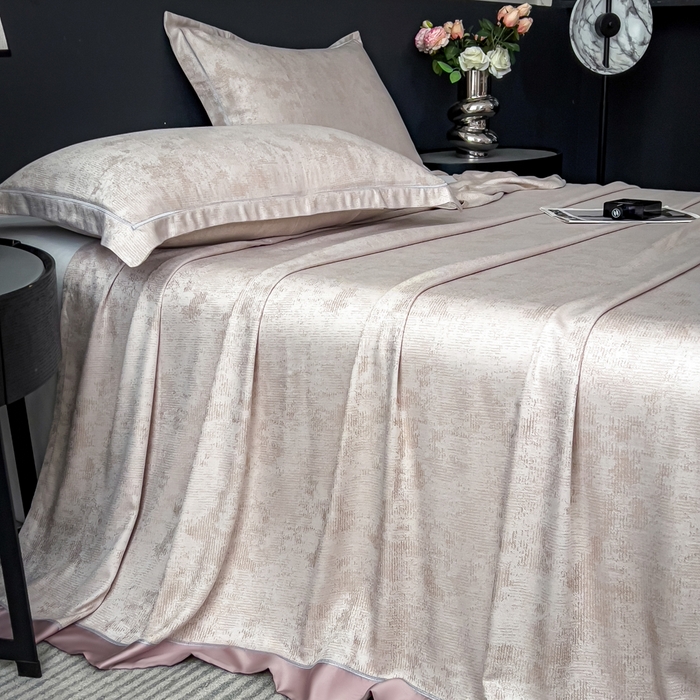 91家纺网 家纺一手货源 找家纺 印季家纺 2026新款色织提花100%竹纤维床单凉席 雾梦-浅棕茶