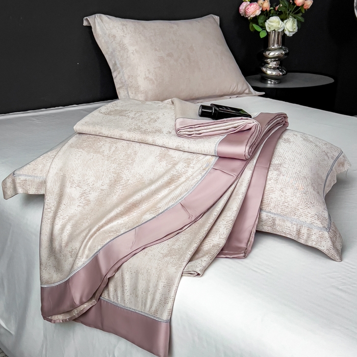 91家纺网 家纺一手货源 找家纺 印季家纺 2026新款色织提花100%竹纤维床单凉席 雾梦-浅棕茶