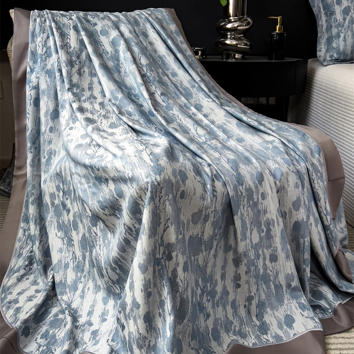 印季家纺 2026新款色织提花100%竹纤维床单凉席 芷梵秋影-蓝