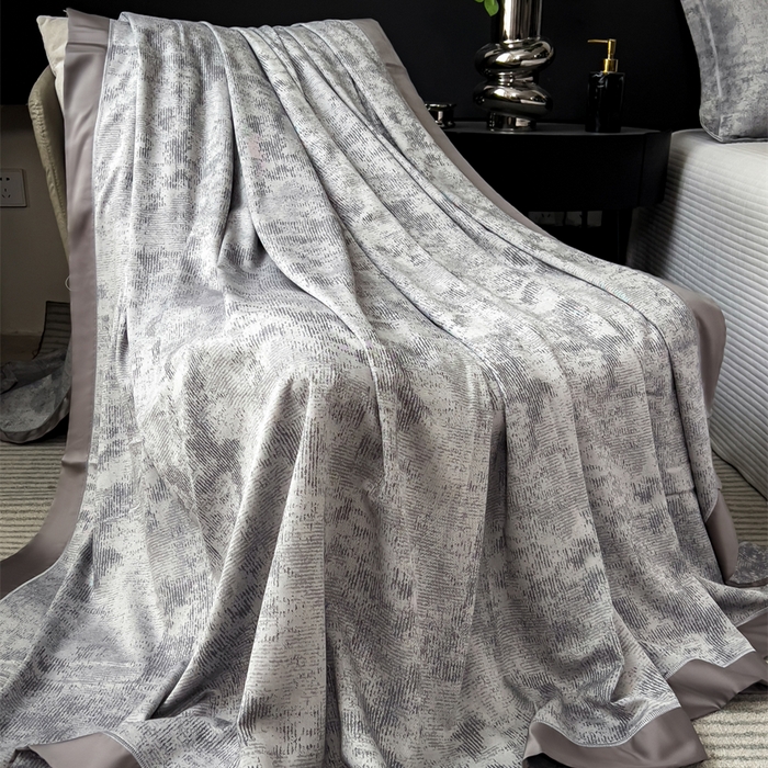 印季家纺 2026新款色织提花100%竹纤维床单凉席 雾梦-乌云灰
