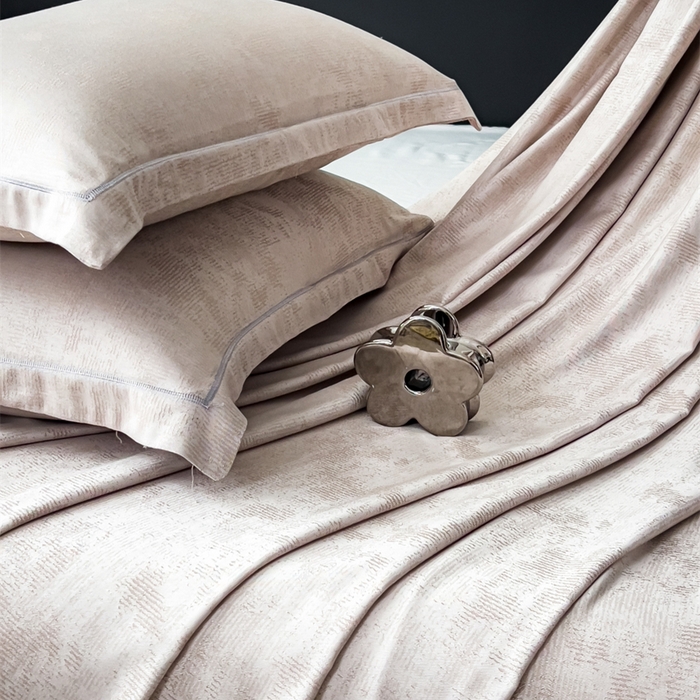 91家纺网 家纺一手货源 找家纺 印季家纺 2026新款色织提花100%竹纤维床单凉席 雾梦-浅棕茶